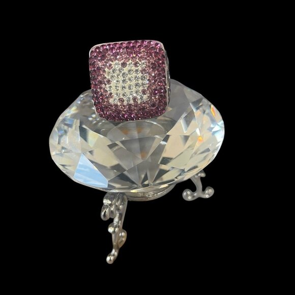 Sterling Silver Pink Pavé Ring Sparkle Statement Cocktail Bling Jewelry Gift - Picture 9 of 9
